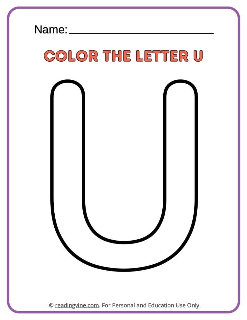 Letter U Coloring Activity