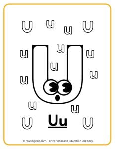 Googly Eyes Printable Letter U Coloring sheet