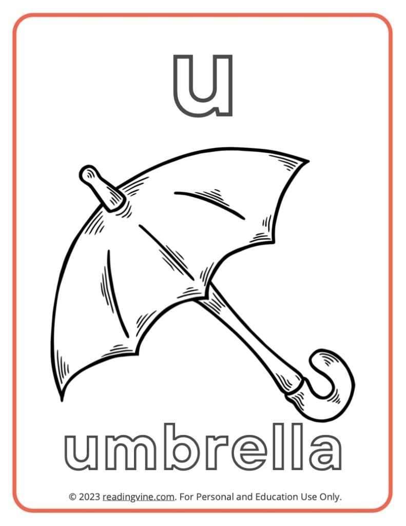 Letter U Coloring Sheet - Lowercase Letters