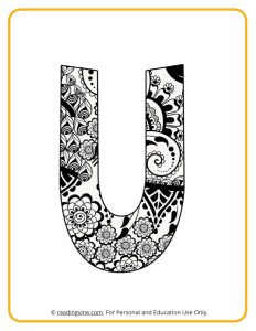 Learning the Letter U with a fun drawing sheet with lined patterns
