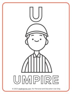 Learning the Alphabet - Uppercase U Printable Coloring Activity