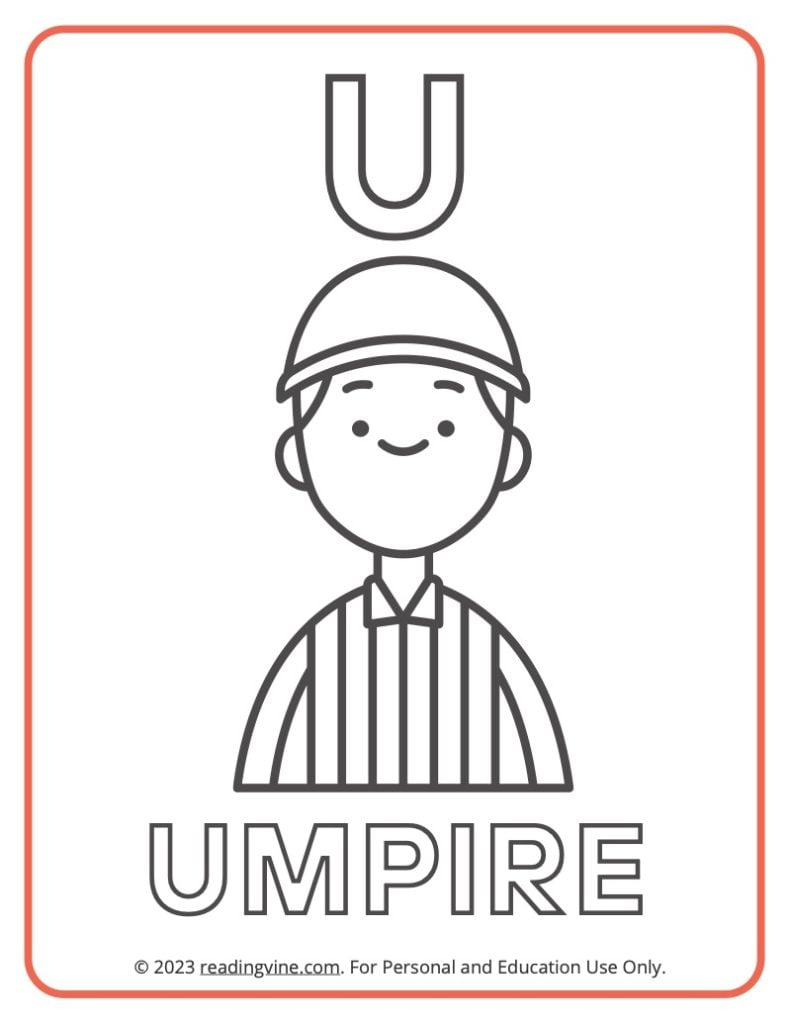 Letter U Coloring Sheet - Uppercase Letters