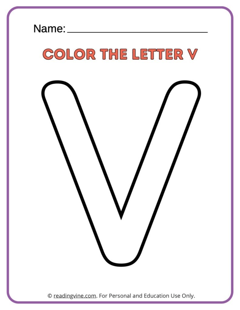 Letter V Coloring Activity