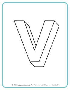 A printable coloring activity to practice learning ABCs - 3D V Drawing sheet