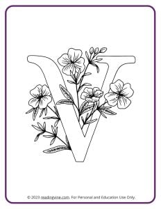 Floral Design alphabet coloring