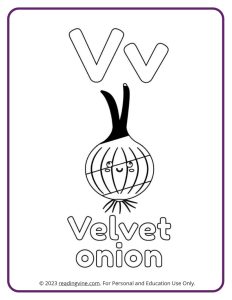Learn the Letter V with a Fruits and Veggies Coloring Activity Page