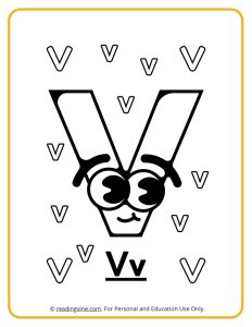 Googly Eyes Printable Letter V Coloring sheet