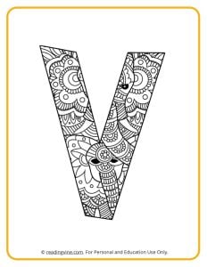 Learning the Letter V with a fun drawing sheet with lined patterns