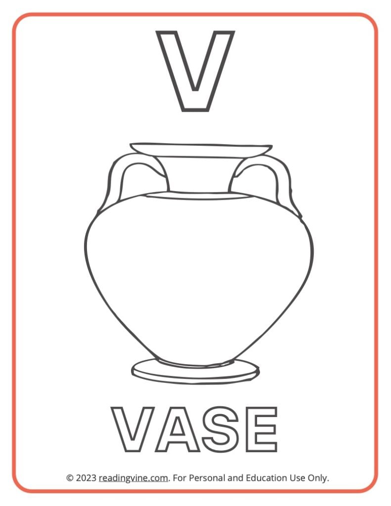 Letter V Coloring Sheet - Uppercase Letters