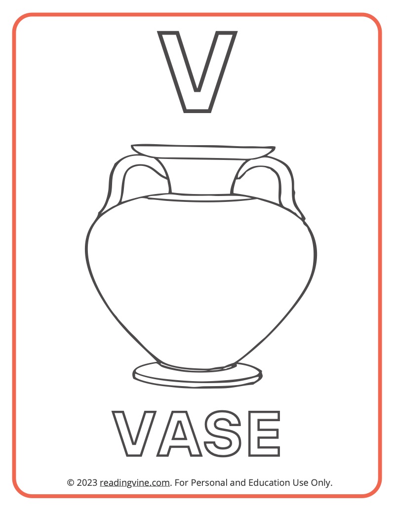 Learning the Alphabet - Uppercase V Printable Coloring Activity