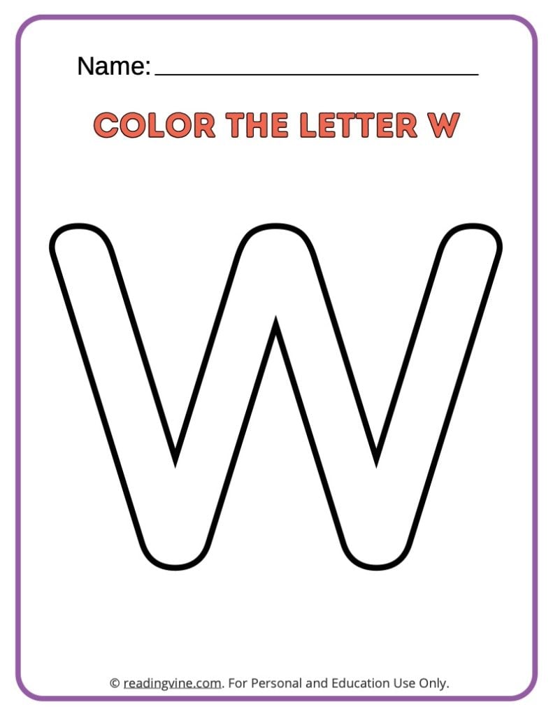 Letter W Coloring Activity