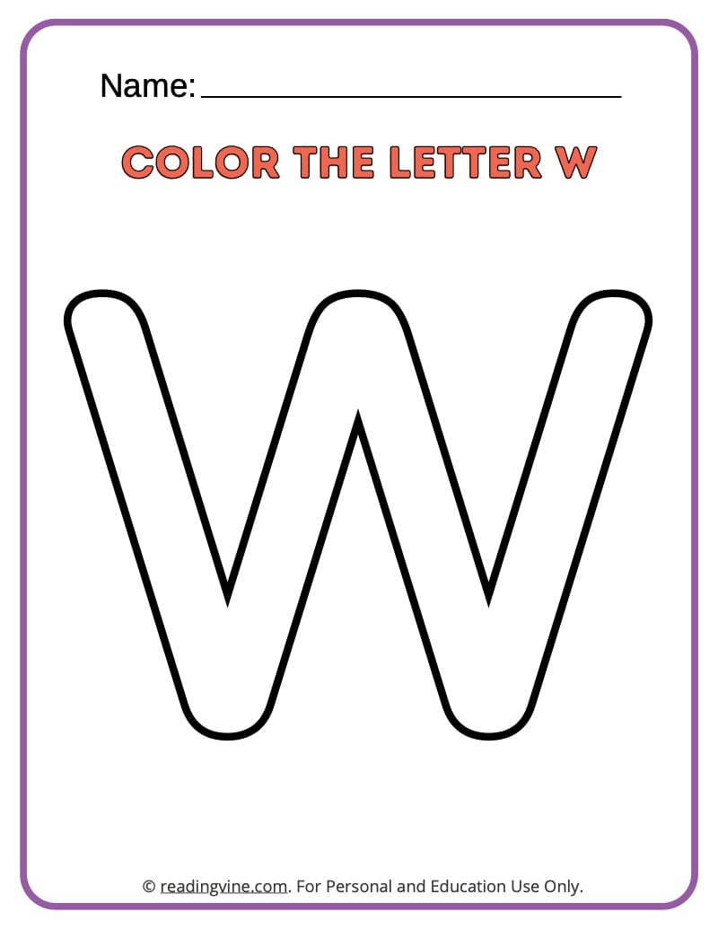 Letter W Coloring Activity