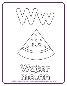 Learn the Letter W with a Fruits and Veggies Coloring Activity Page