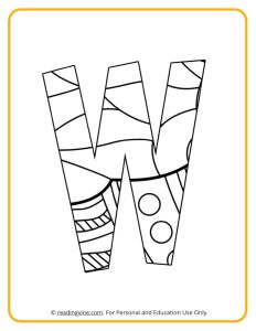 Learning the Letter W with a fun drawing sheet with lined patterns