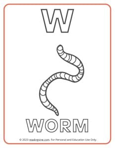 Learning the Alphabet - Uppercase W Printable Coloring Activity