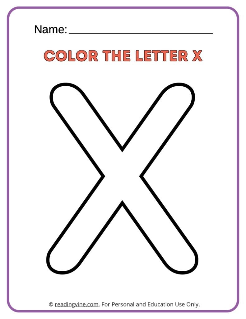 Letter X Coloring Activity