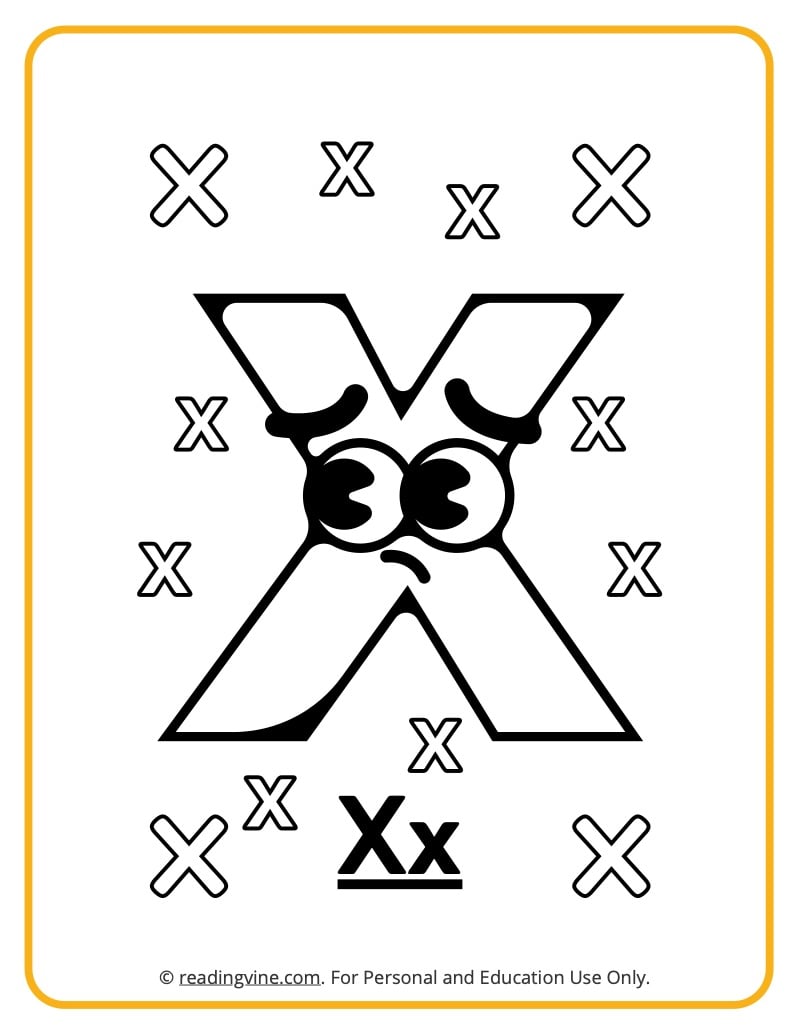 Googly Eyes Printable Letter X Coloring sheet