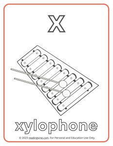 Learning the Alphabet - Lowercase X Printable Coloring Sheet