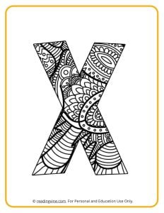 Learning the Letter X with a fun drawing sheet with lined patterns