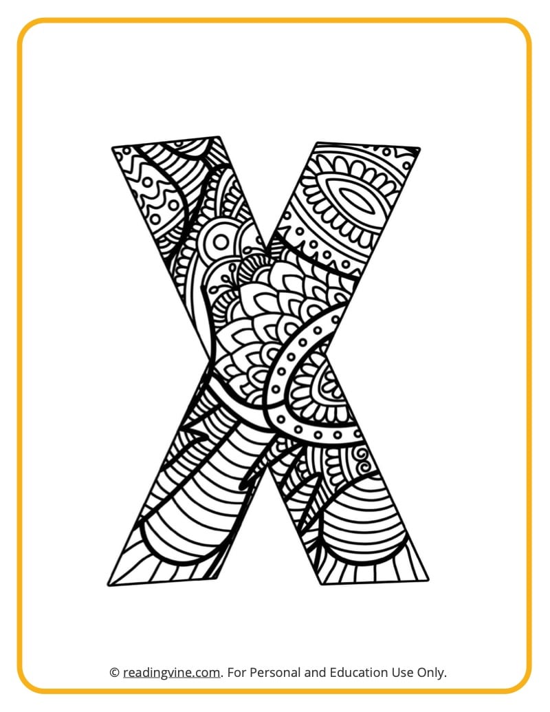 Learning the Letter X with a fun drawing sheet with lined patterns