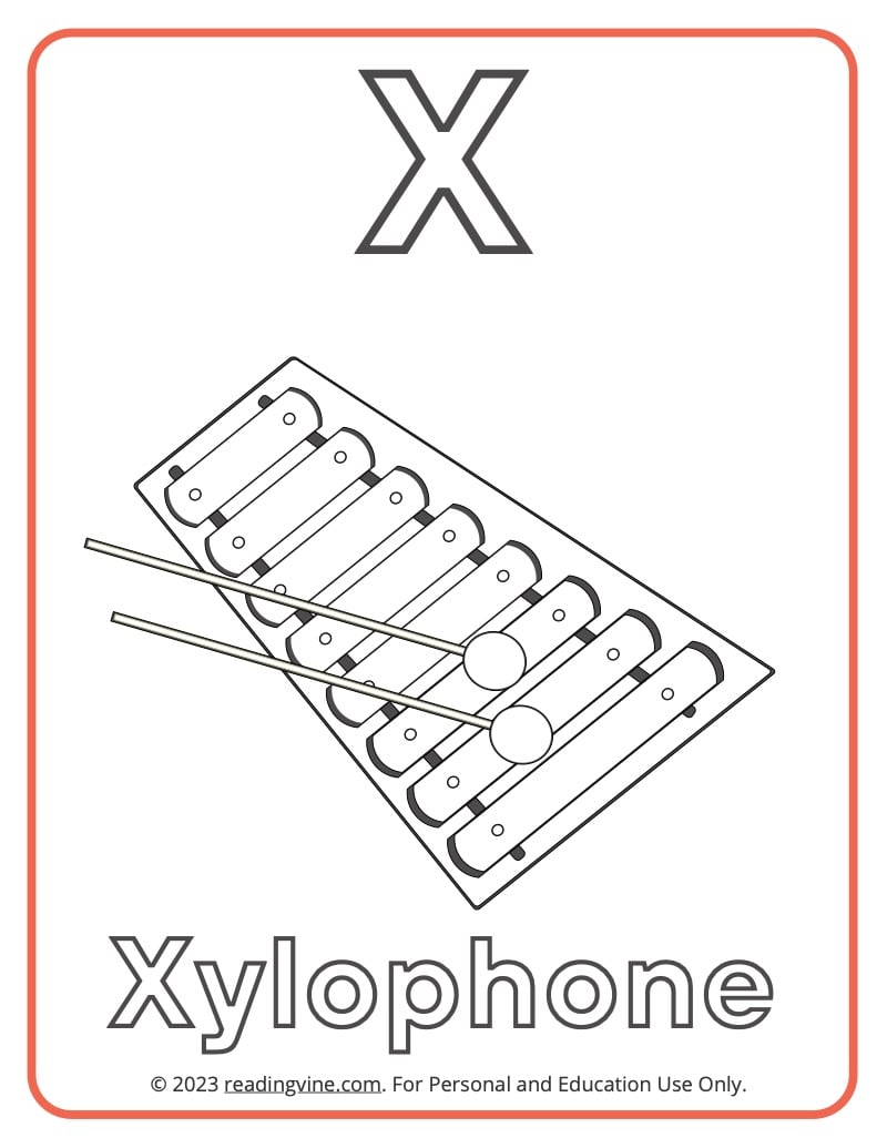 Learning the Alphabet - Uppercase X Printable Coloring Activity