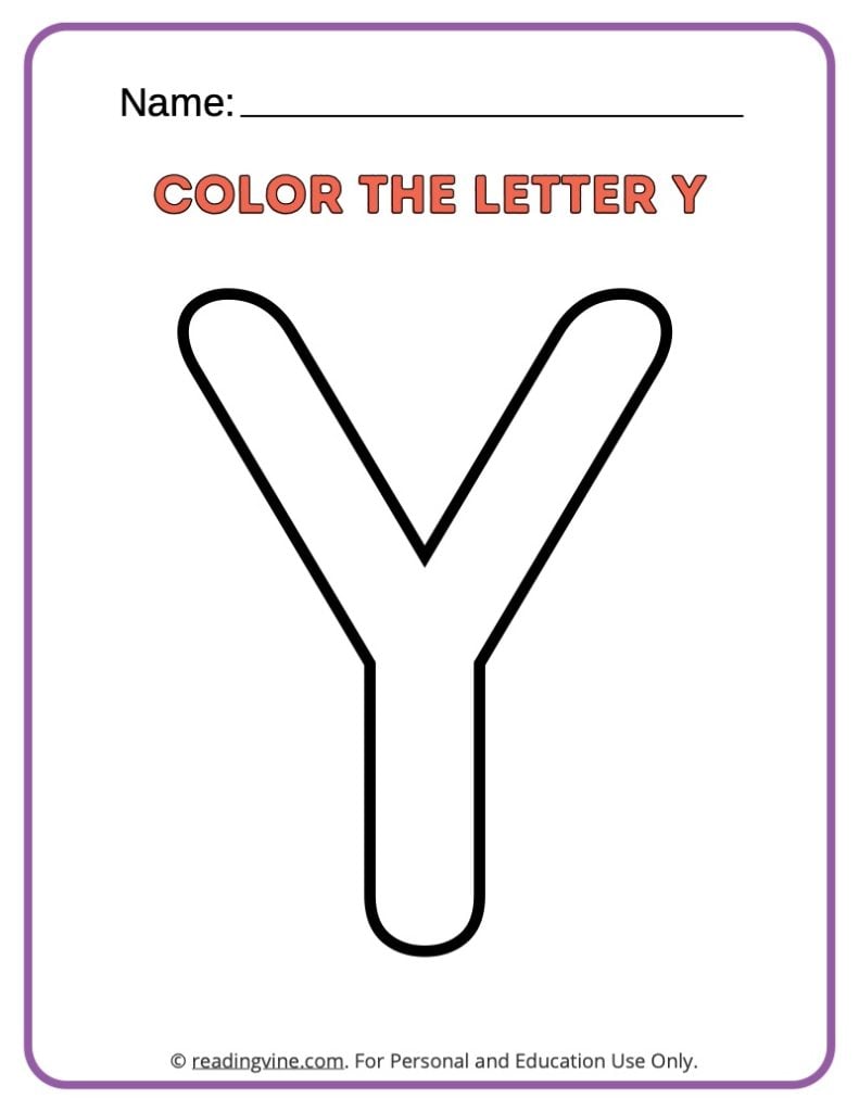 Letter Y Coloring Activity