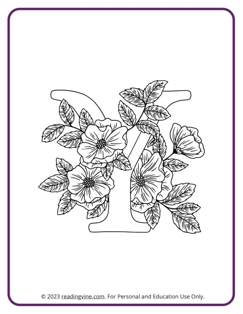 Alphabet Coloring Page - Floral Theme