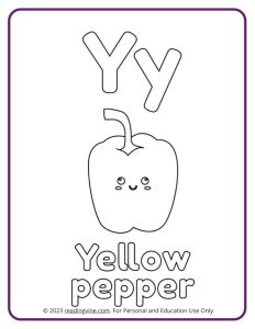 Learn the Letter Y with a Fruits and Veggies Coloring Activity Page