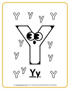 Googly Eyes Printable Letter Y Coloring sheet