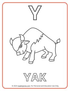 Learning the Alphabet - Uppercase Y Printable Coloring Activity