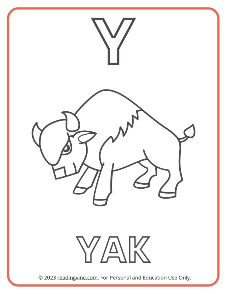 Letter Y Coloring Sheet - Uppercase Letters