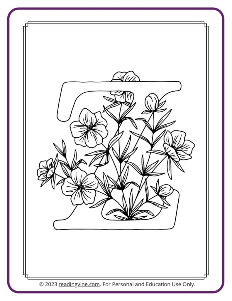 Floral Letter Z Coloring Page