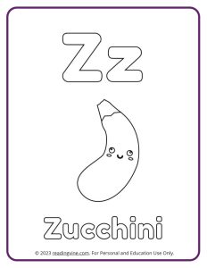Learn the Letter Z with a Fruits and Veggies Coloring Activity Page