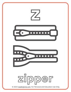 Learning the Alphabet - Lowercase Z Printable Coloring Sheet