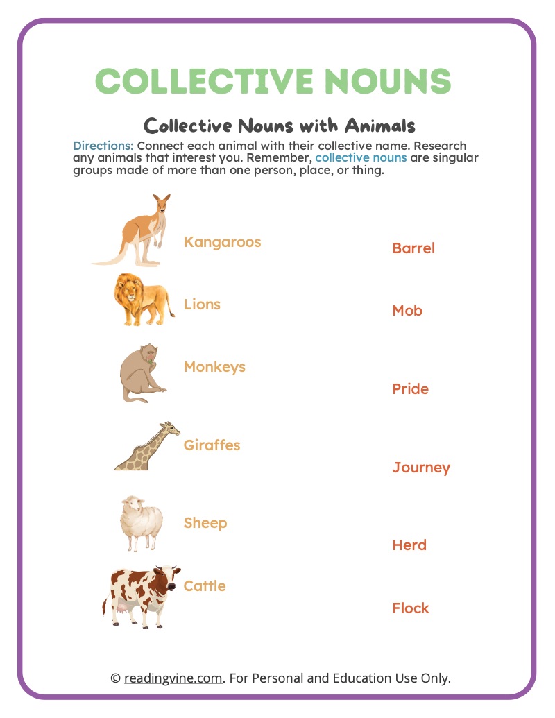 Collective Nouns Worksheets, Definition, and Examples