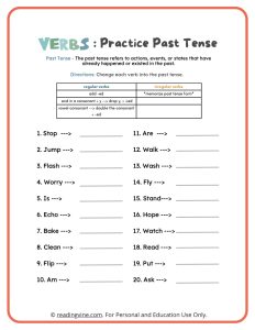 Past Tense Verbs worksheets