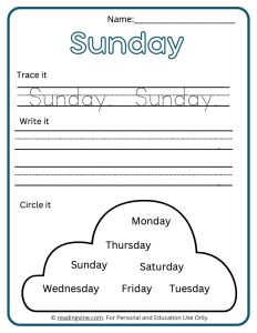Trace and Write the Days of the Week