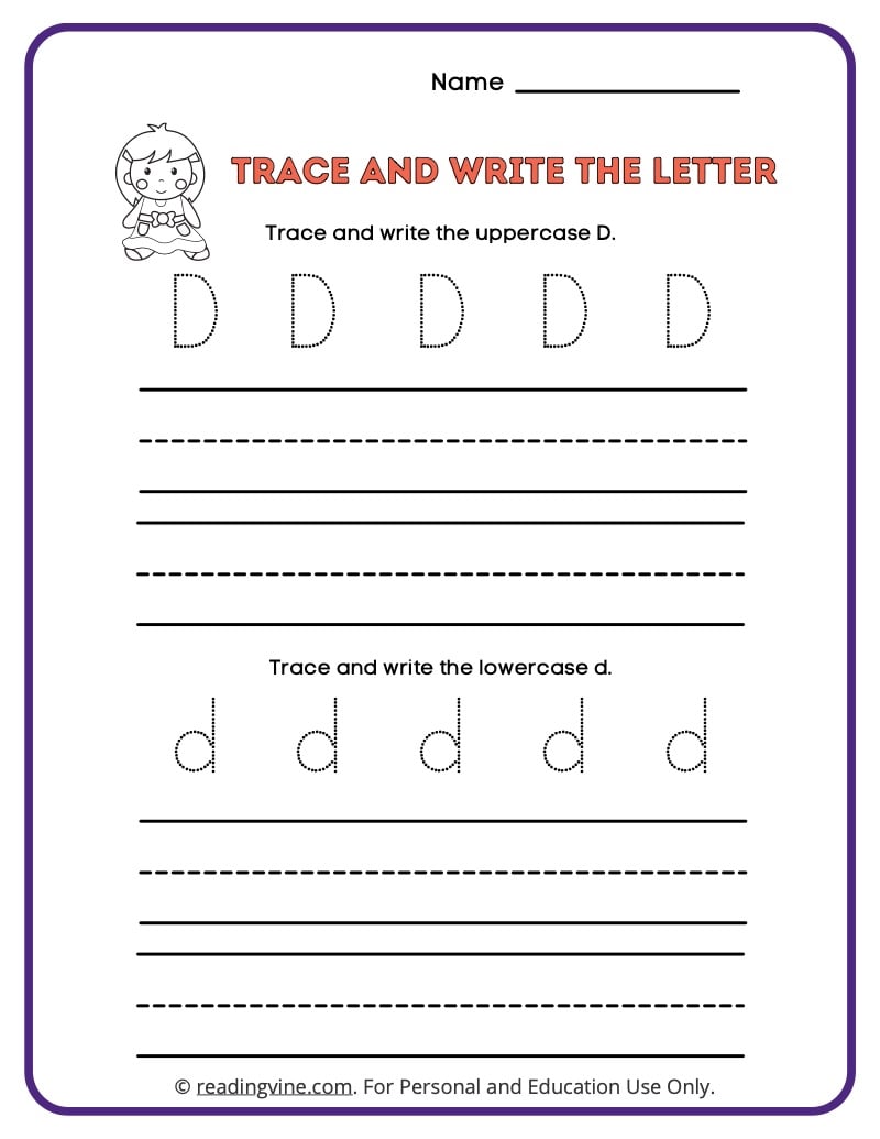 Tracing and Writing the Letter D