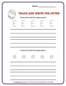 Tracing and Writing the Letter E