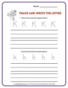 Tracing and Writing the Letter K