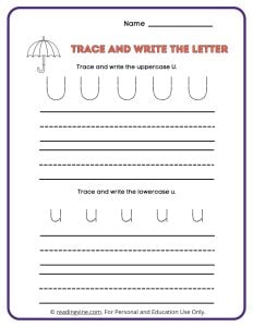 Tracing and Writing the Letter U