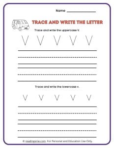 Tracing and Writing the Letter V