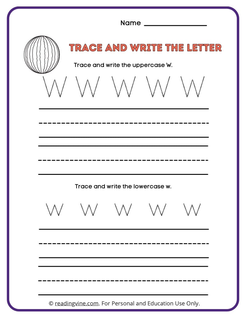 Tracing and Writing the Letter W