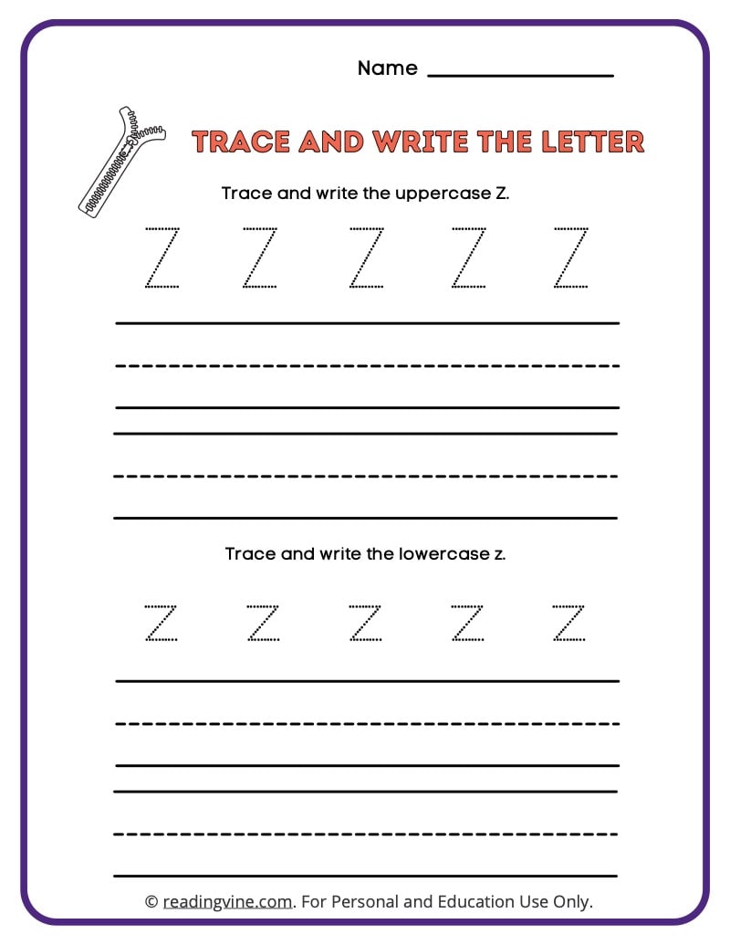 Tracing and Writing the Letter Z