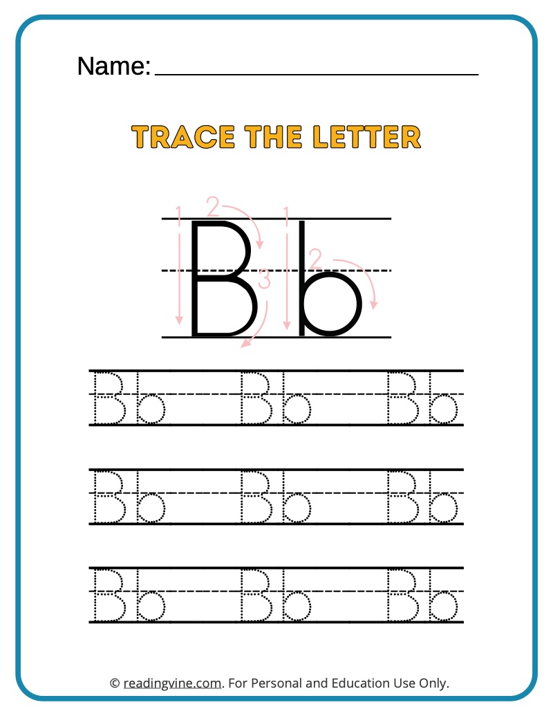 Trace the Letter Uppercase and Lowercase Letter B
