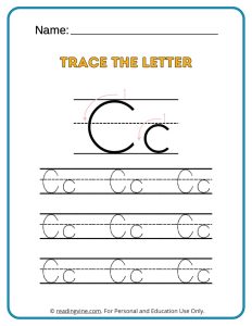 Tracing the alphabet letter C