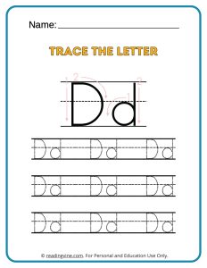 Tracing the alphabet letter D