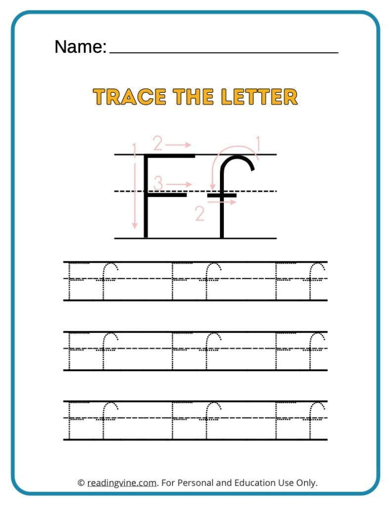Tracing the Alphabet Letter F Activity