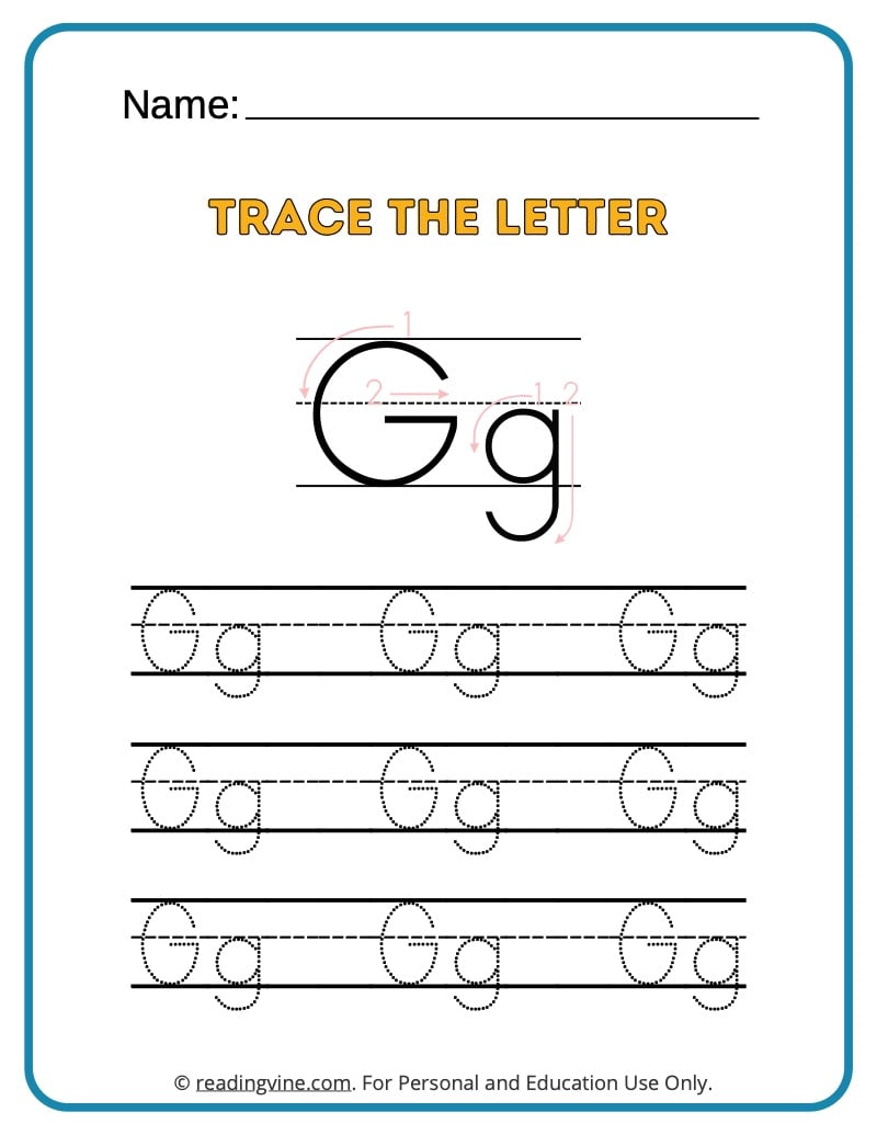 Tracing the Alphabet -Letter G
