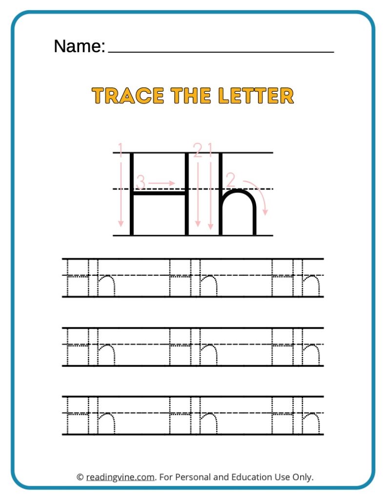 Tracing the Alphabet Letter H Activity